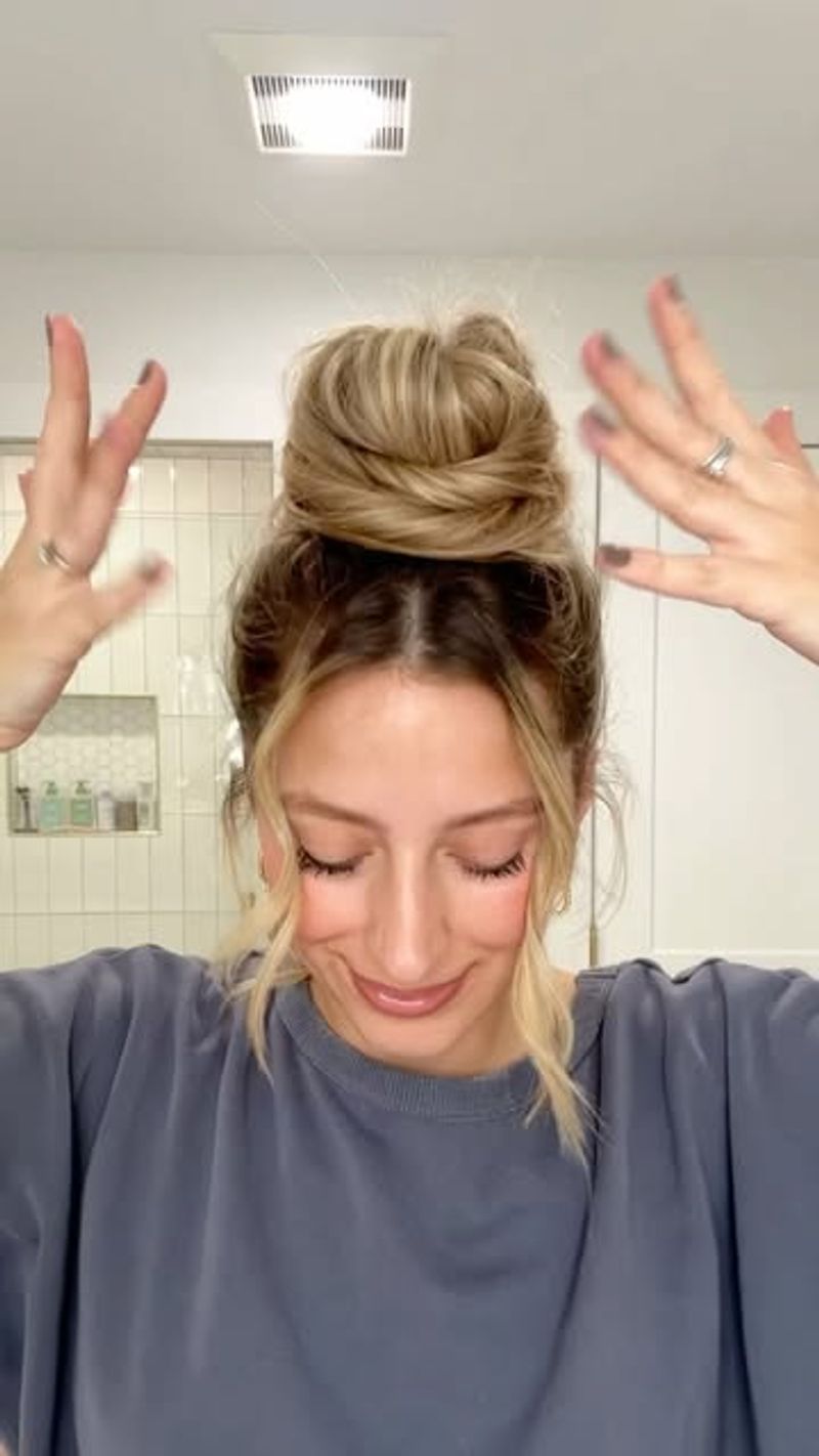 Youthful Hairstyle: Messy Top Knot