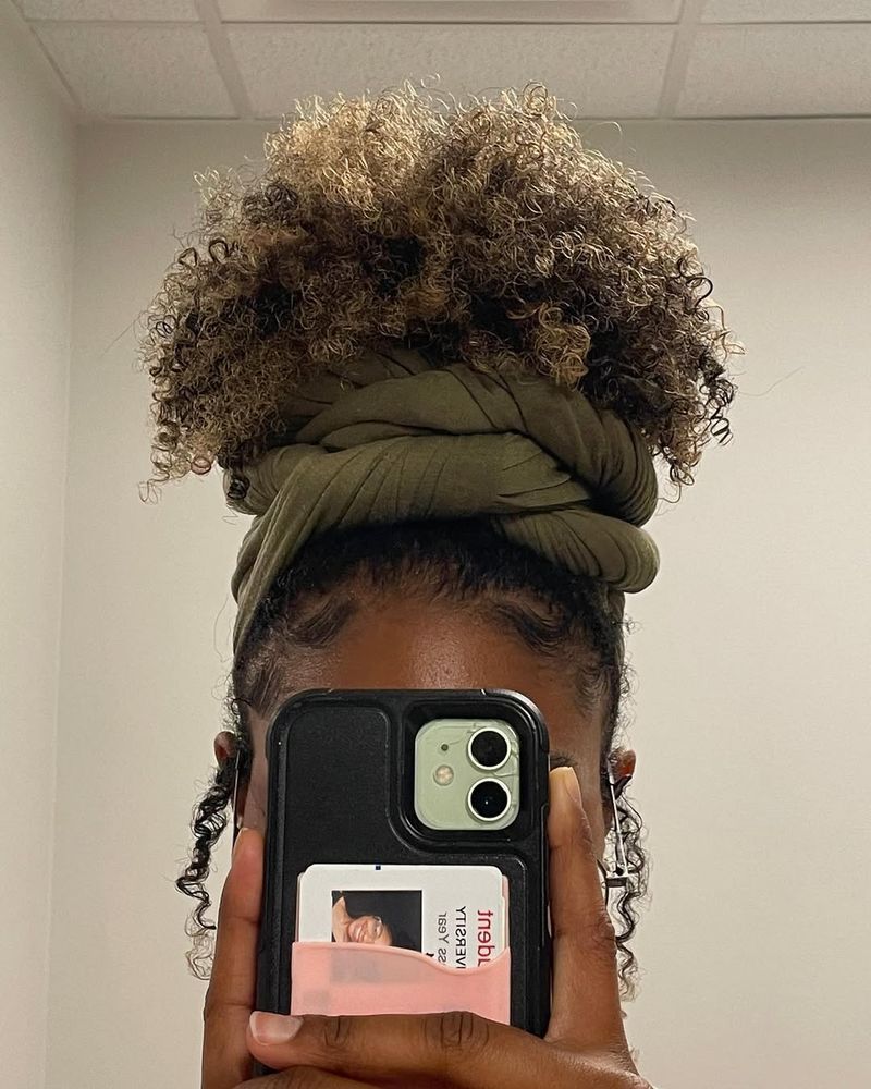 Natural Puff with Head Wrap