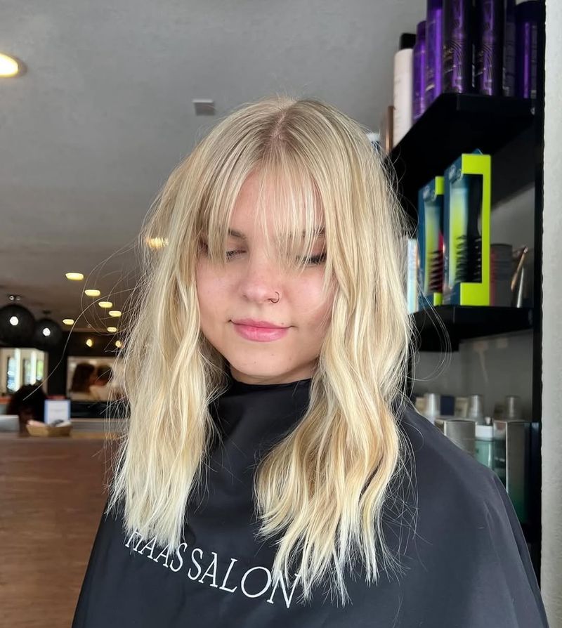 Tousled Waves with Blunt Bangs