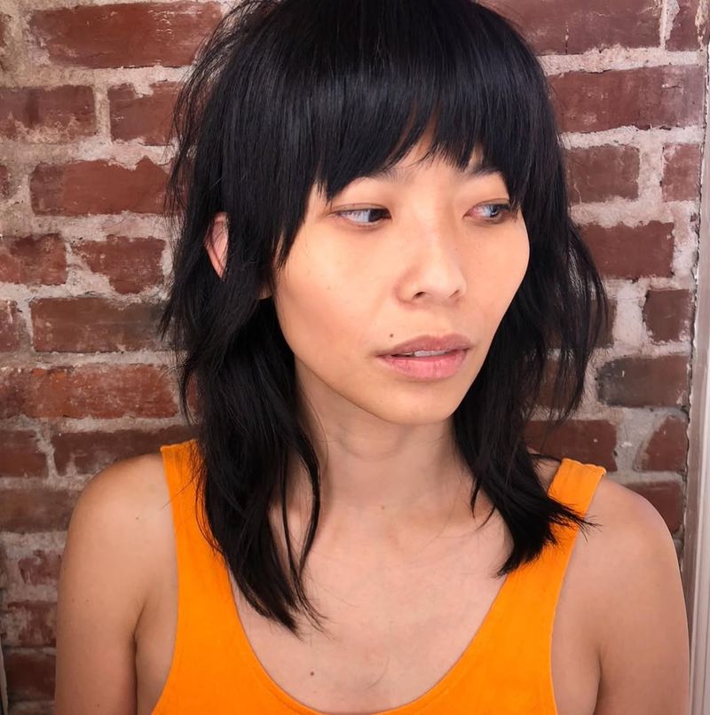 Straight-Across Bangs for Thick Hair