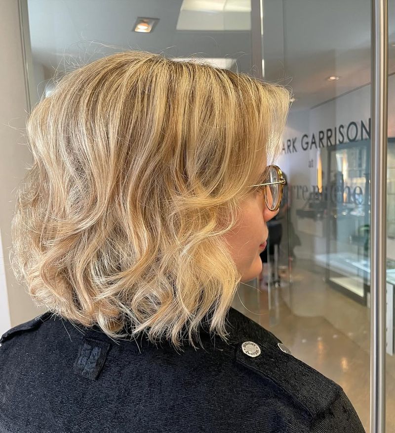 Curly Blonde Bob with Textured Ends