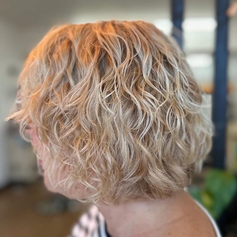 Curly Blonde Bob with Layers