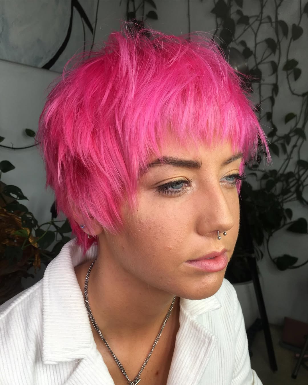 Bold Pink Shaggy Pixie