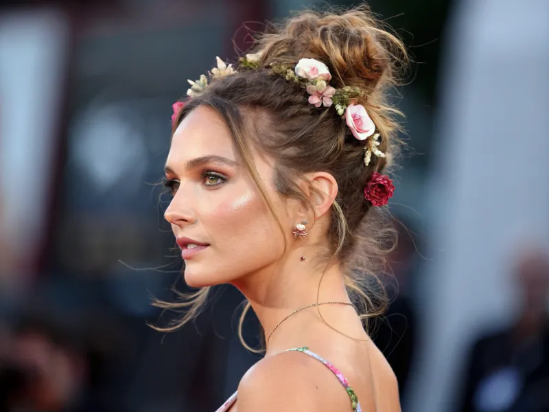 Messy Bun with Floral Pins