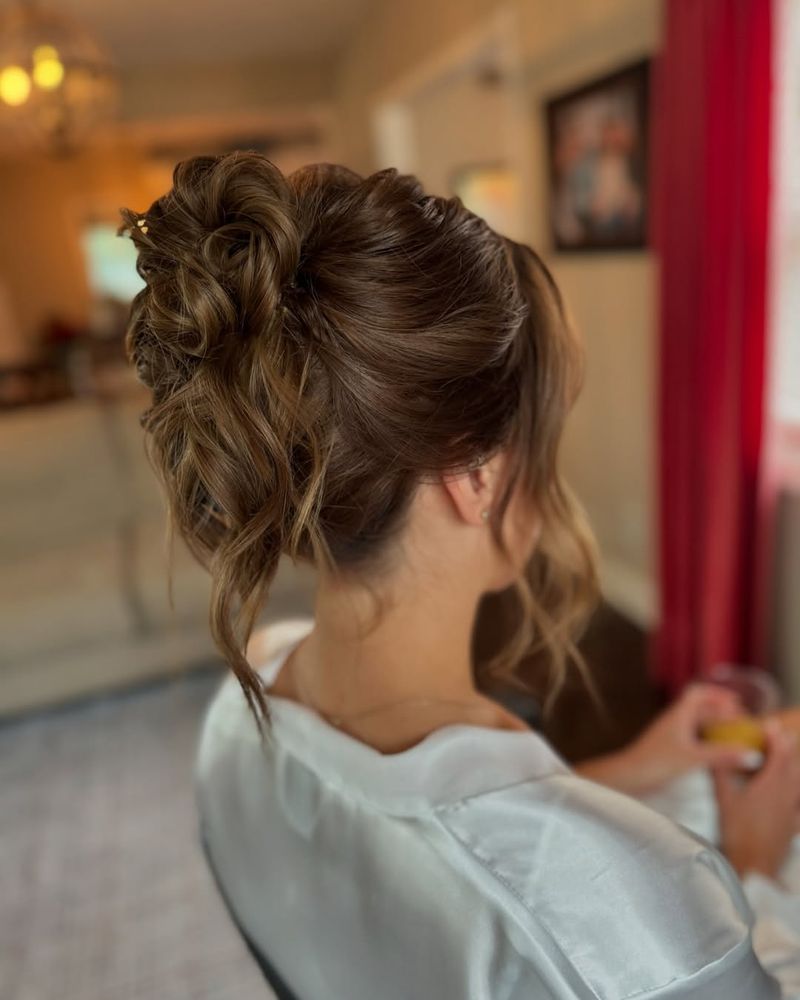 Caramel Brown Twisted Updo