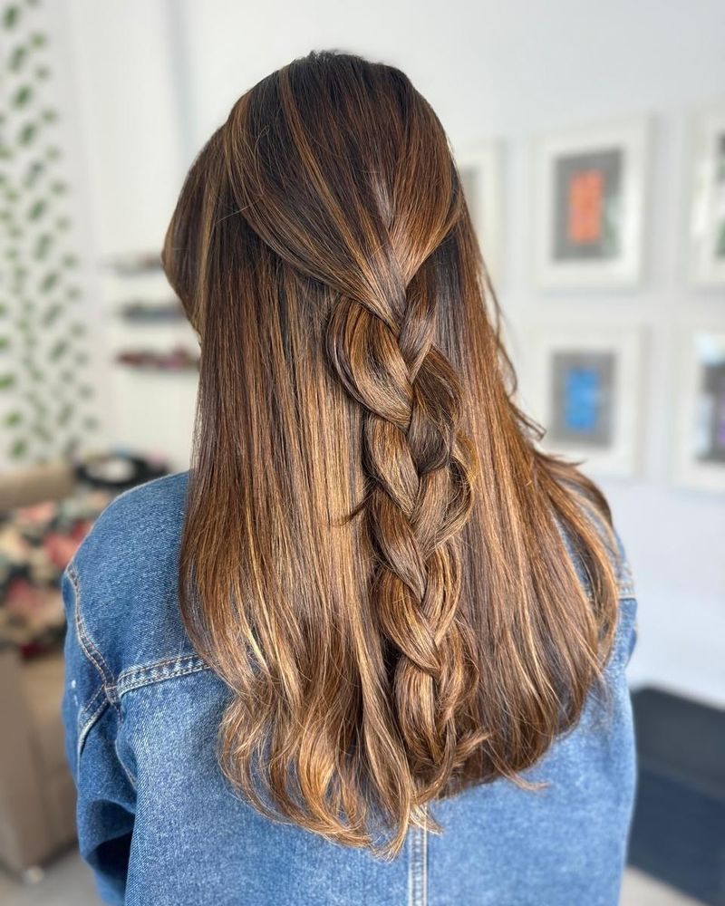 Caramel Brown Half-Up Hairstyle