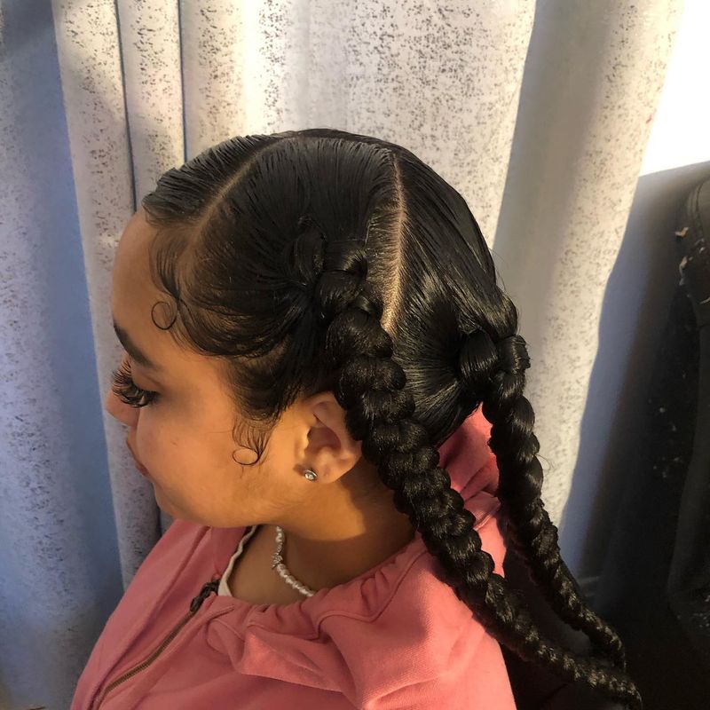 Jumbo Braids with Side Part