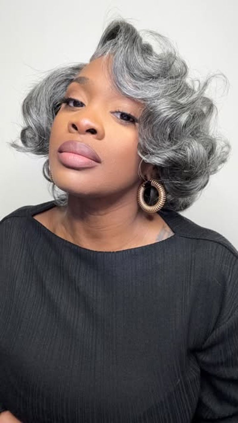 Curly Bob with Natural Gray