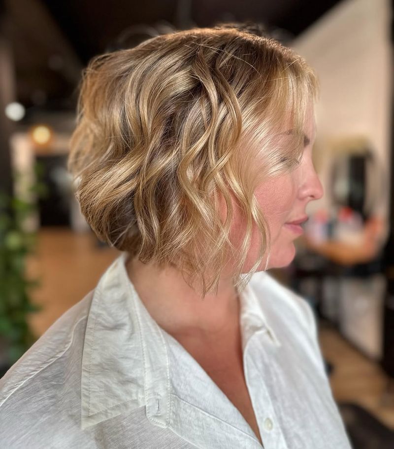 Curly Bob with Feathered Ends