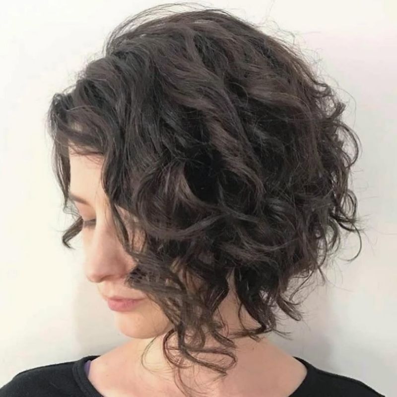 Asymmetrical Curly Bob