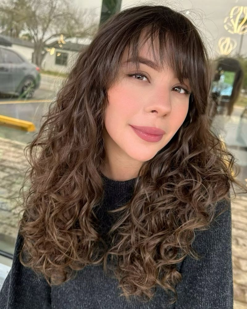 Textured Bangs with Beachy Curls