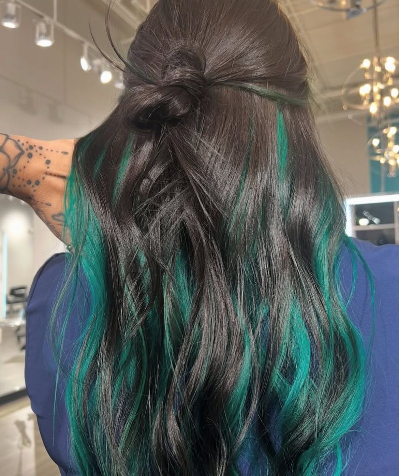 Espresso Brown with Teal Highlights