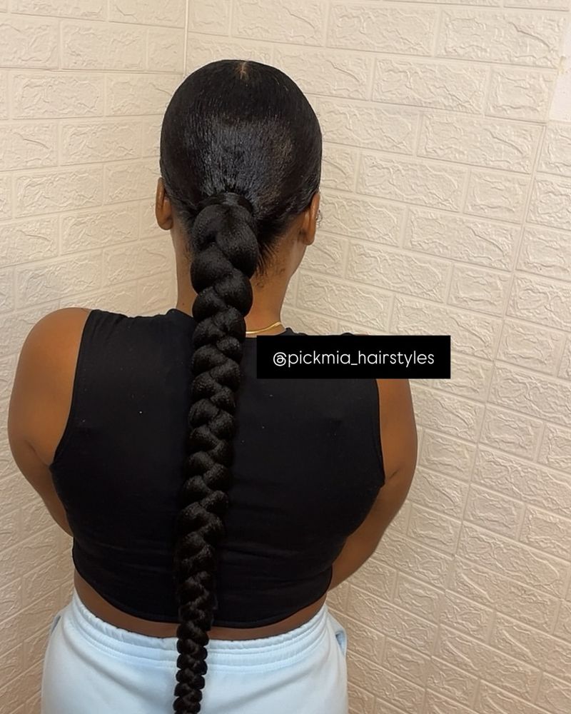 French Braid Low Ponytail