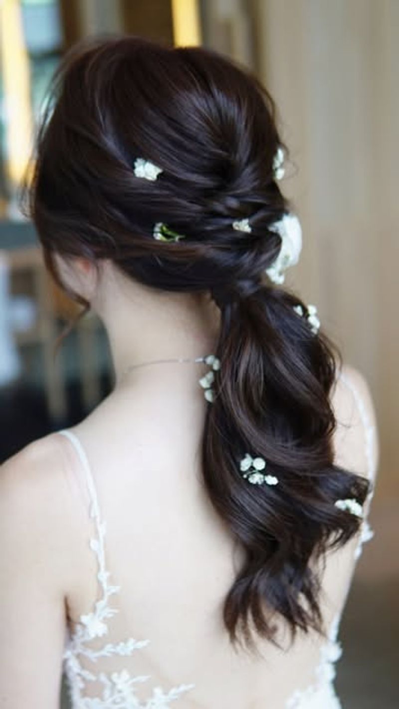 Ponytail with Floral Accents