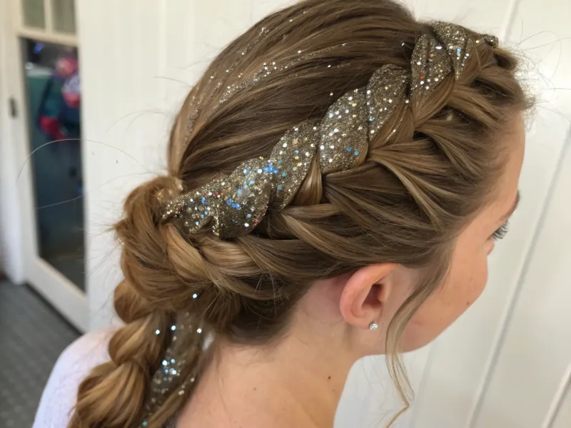 French Braid with Glitter