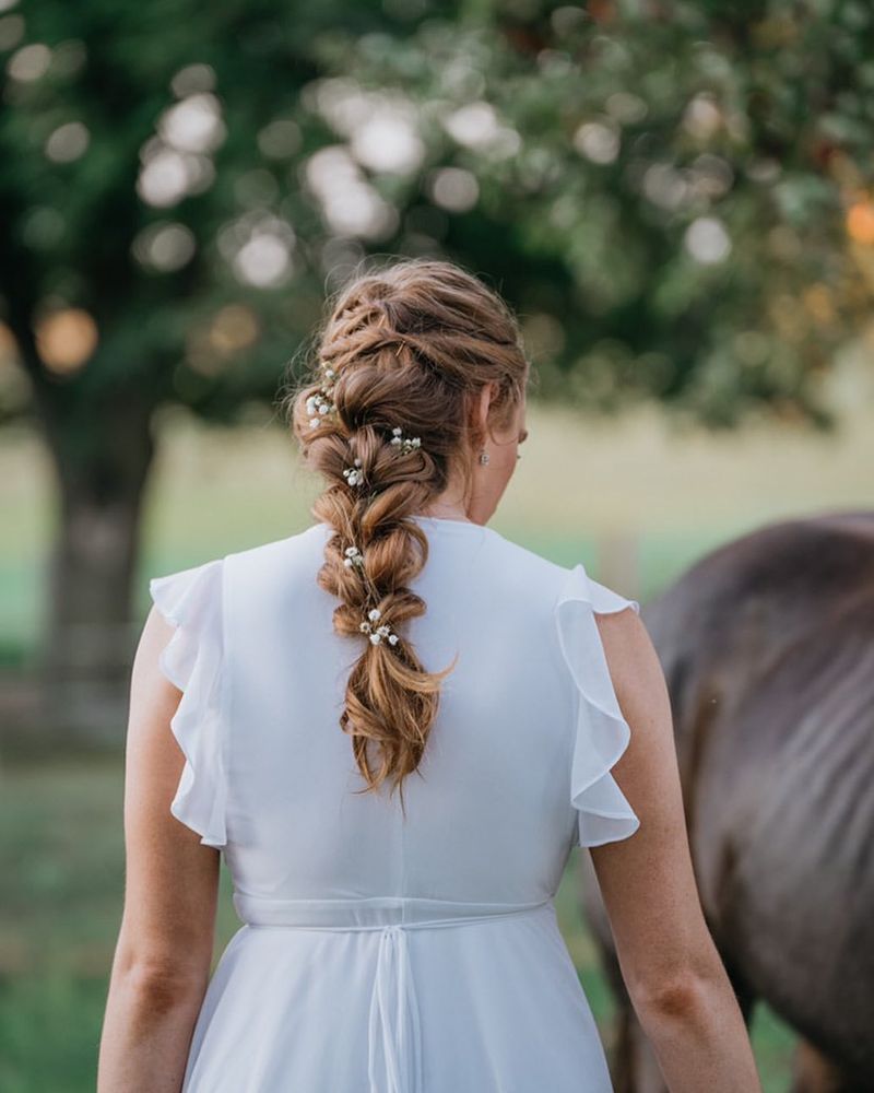 Fishtail Braid with Flowers