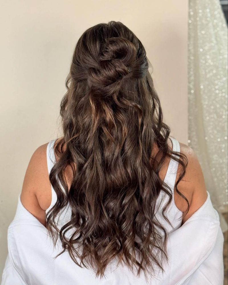 Waves with a Casual Half-Up Style