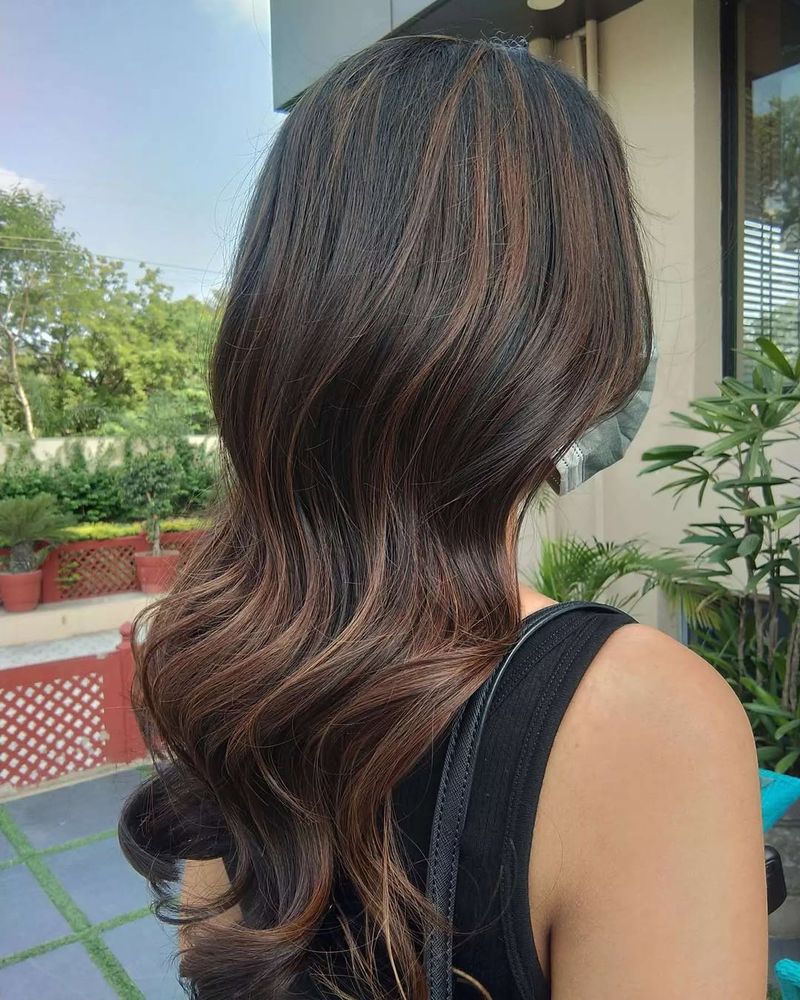 Golden Highlights on Black Hair