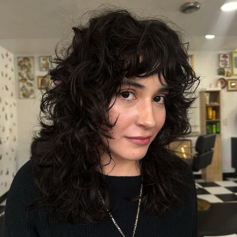 Layered Curls with Bangs