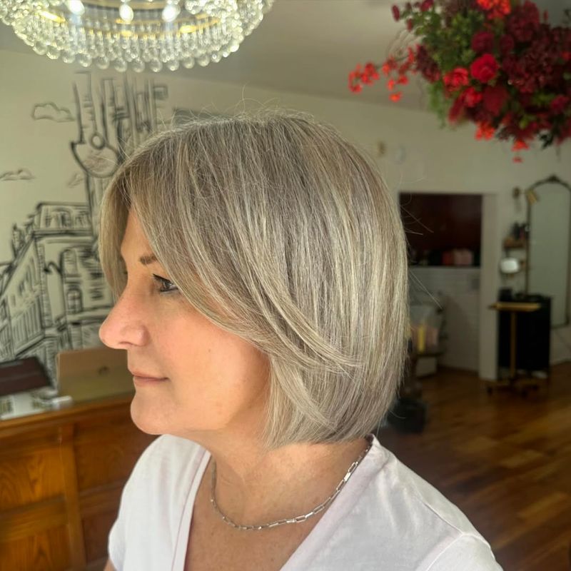 Chin-Length Bob with Curtain Bangs