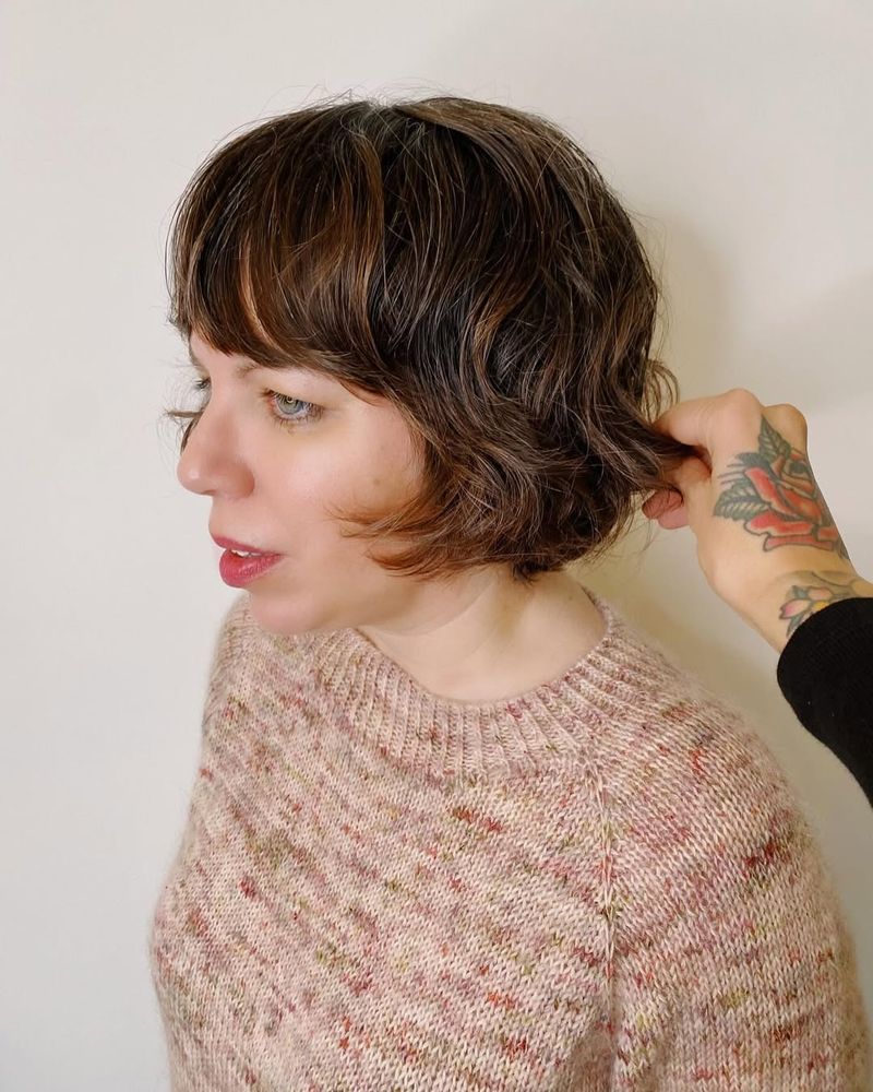 Wavy Bob with Blunt Bangs