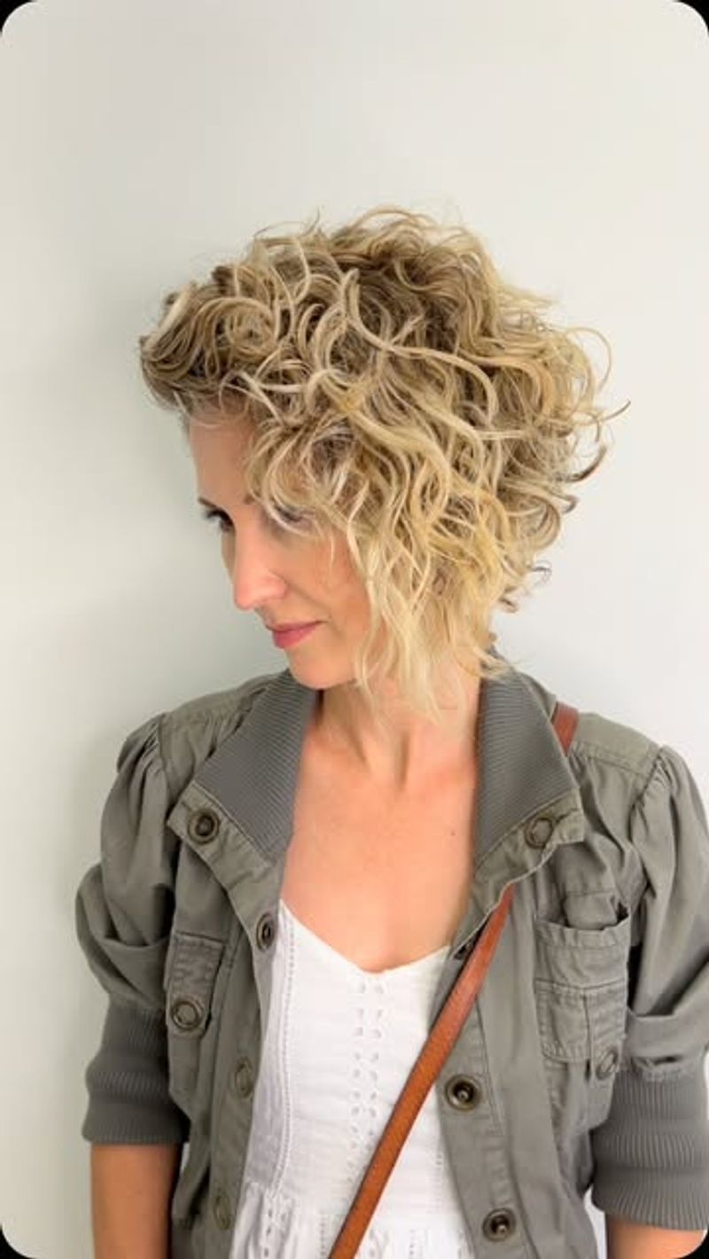 Layered Curly Bob with Highlights