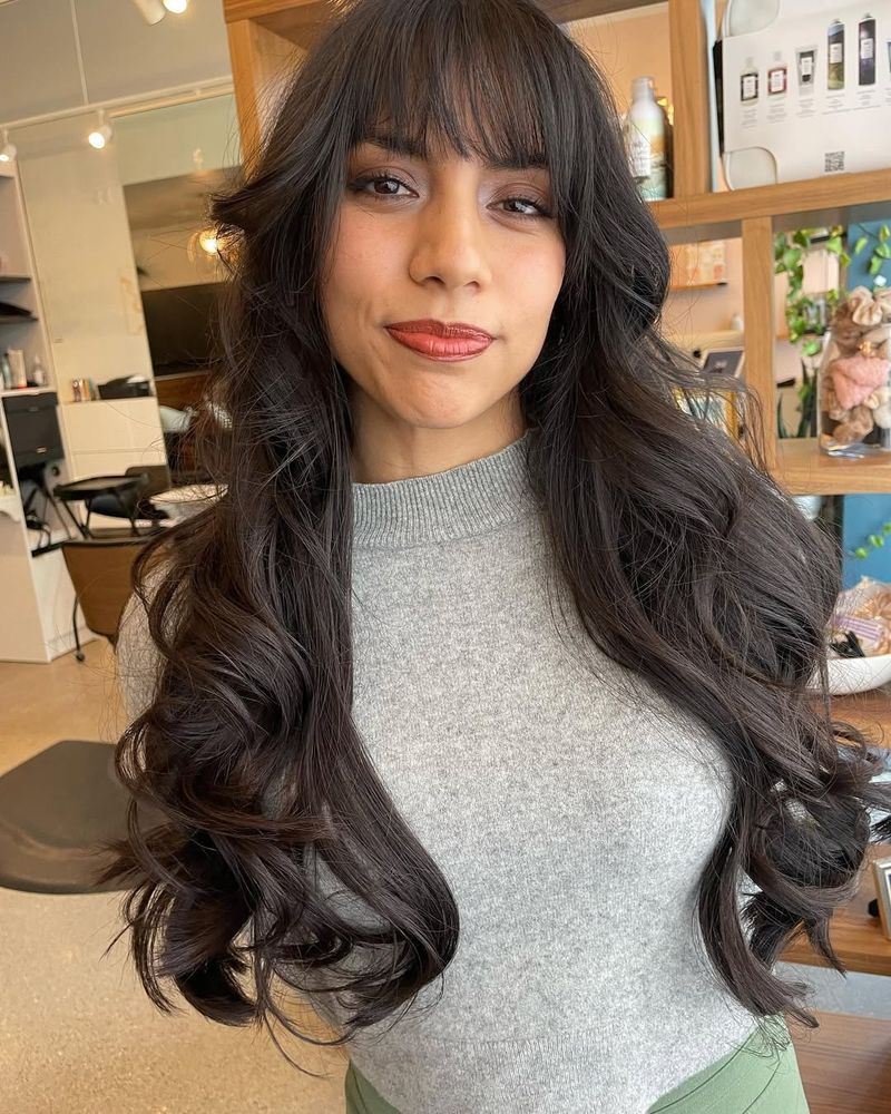 Layered Bangs and Curls Blowout