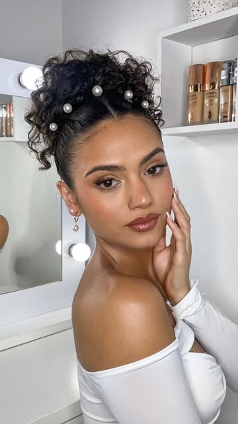 Curly Updo with Pearls