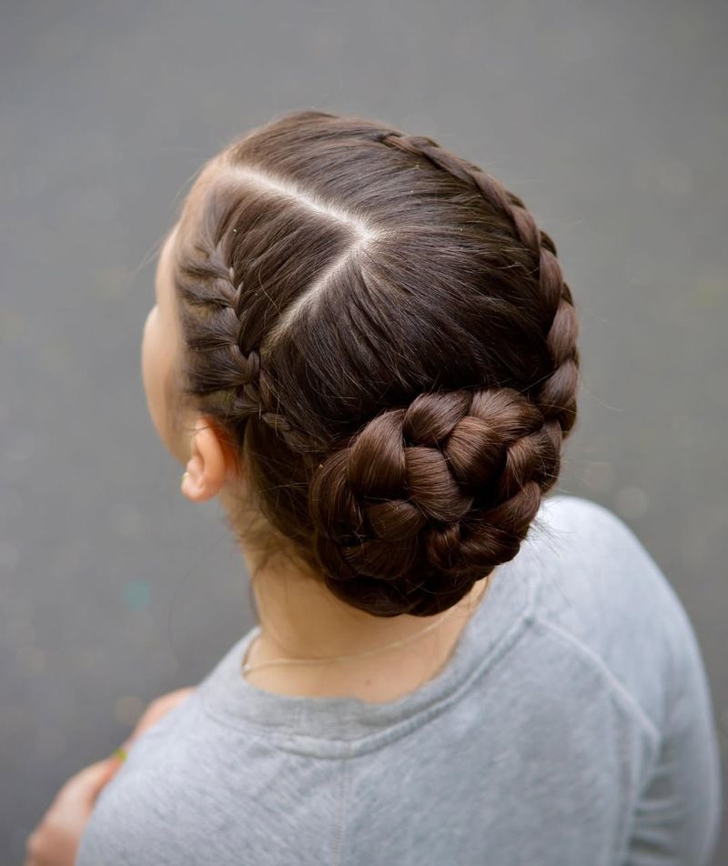 French Braid with Side Bun