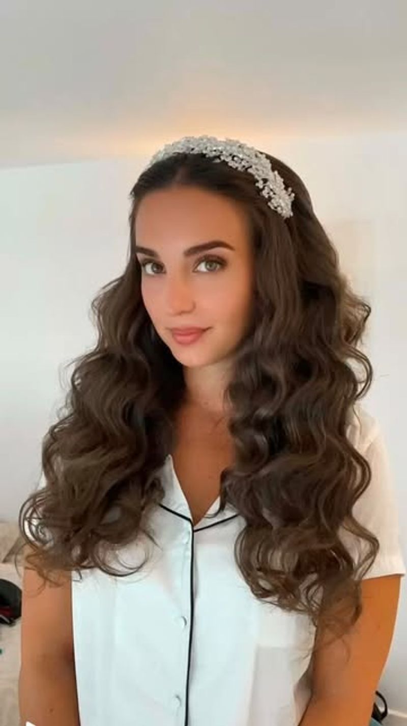 Voluminous Curls with Tiara