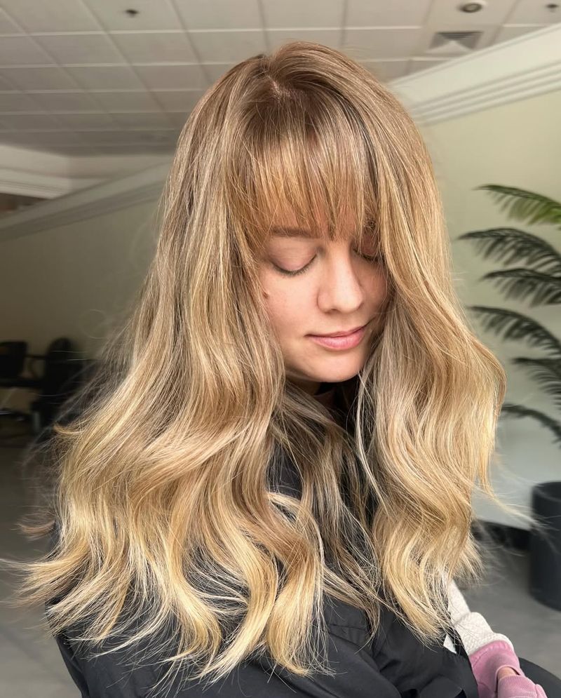 Golden Highlights with Bangs