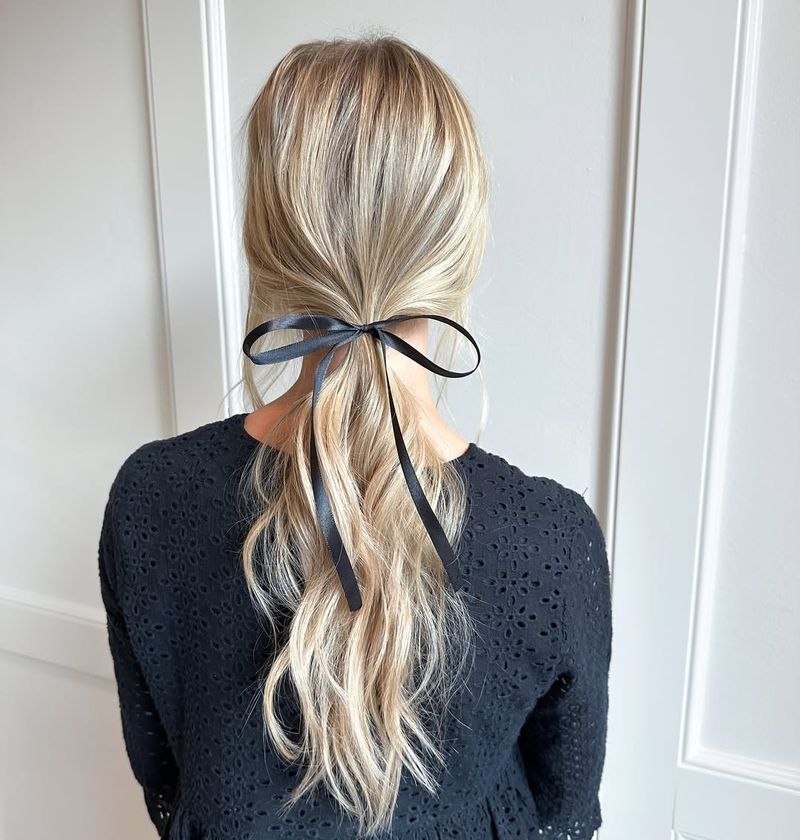 Low Ponytail with Ribbon