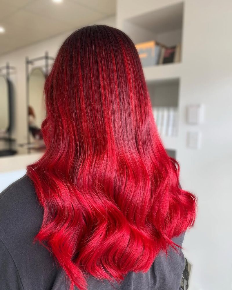 Bright Red Balayage