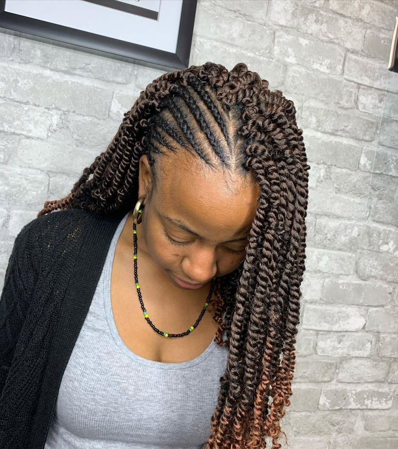 Passion Twists with Cornrows