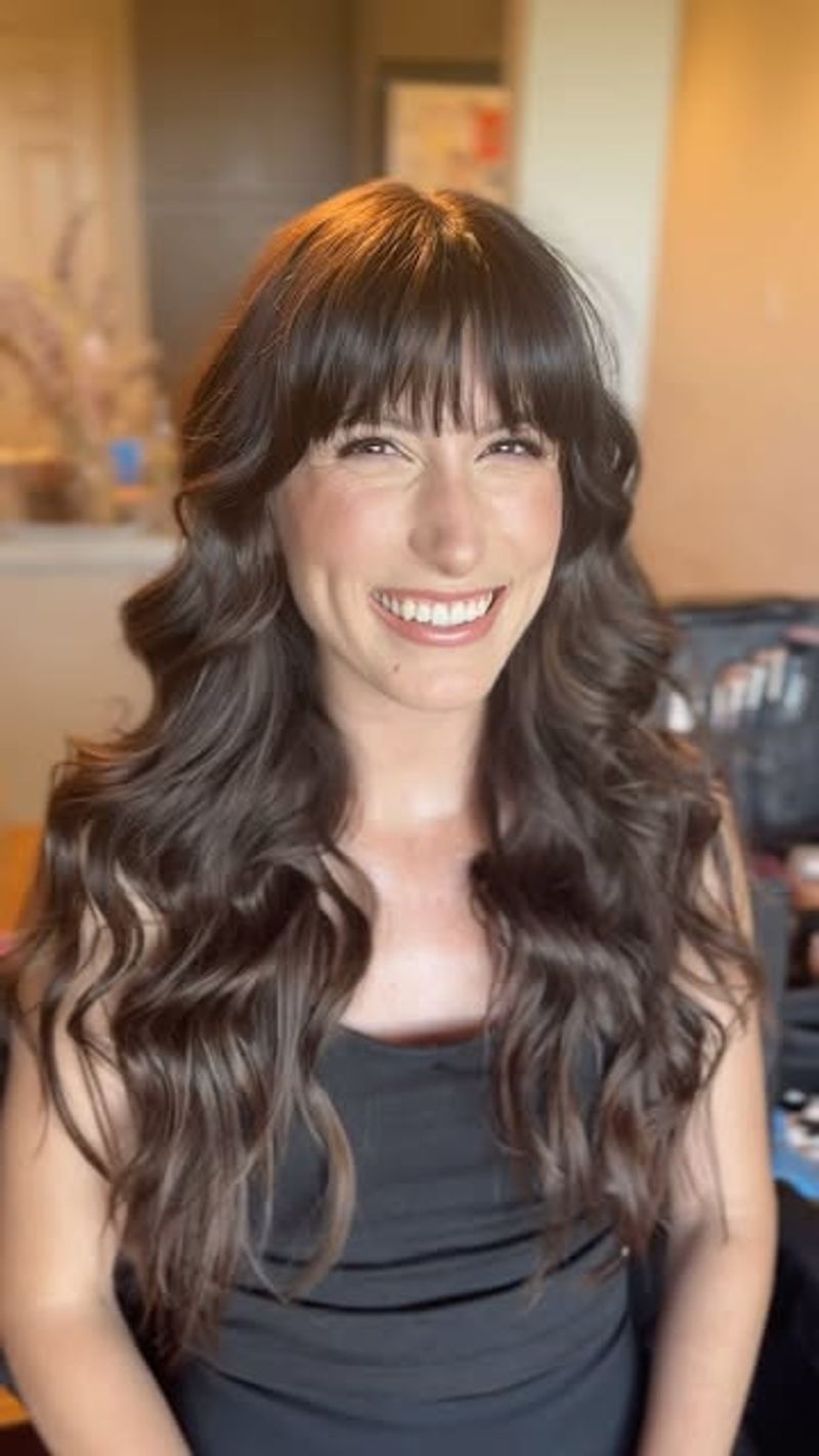 Hollywood Waves with Long Bangs