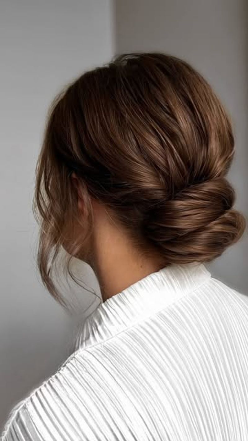 Low Bun with Side Part