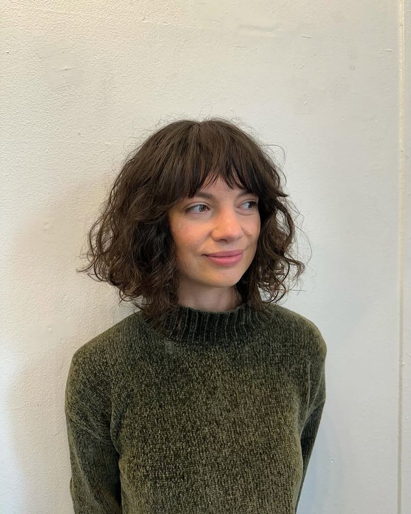 Curly Bob with Bangs