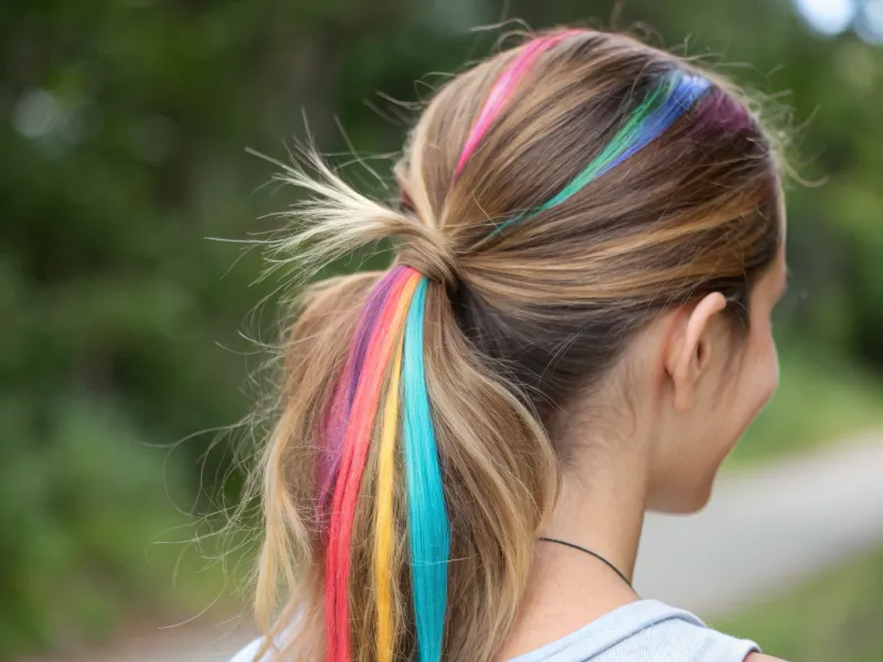 Ponytail with Color Streaks