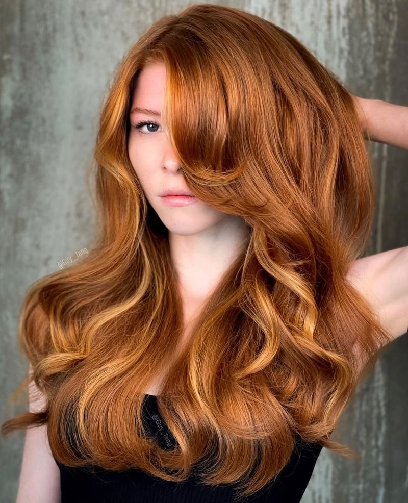 Golden Highlights on Auburn Hair