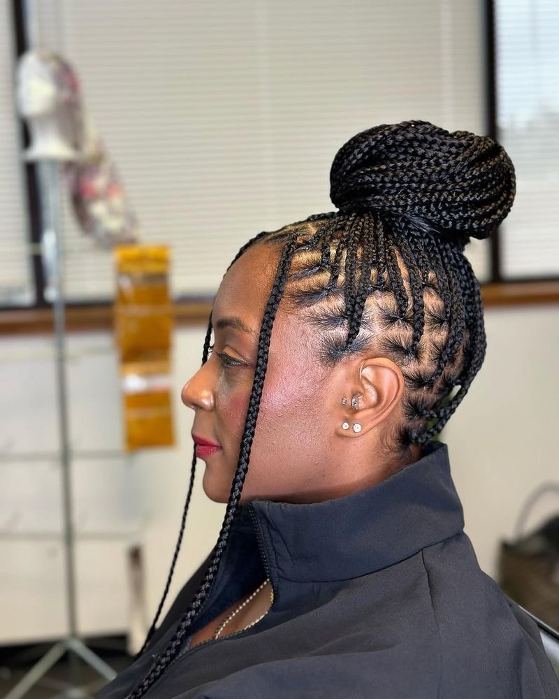 Box Braids into Bun