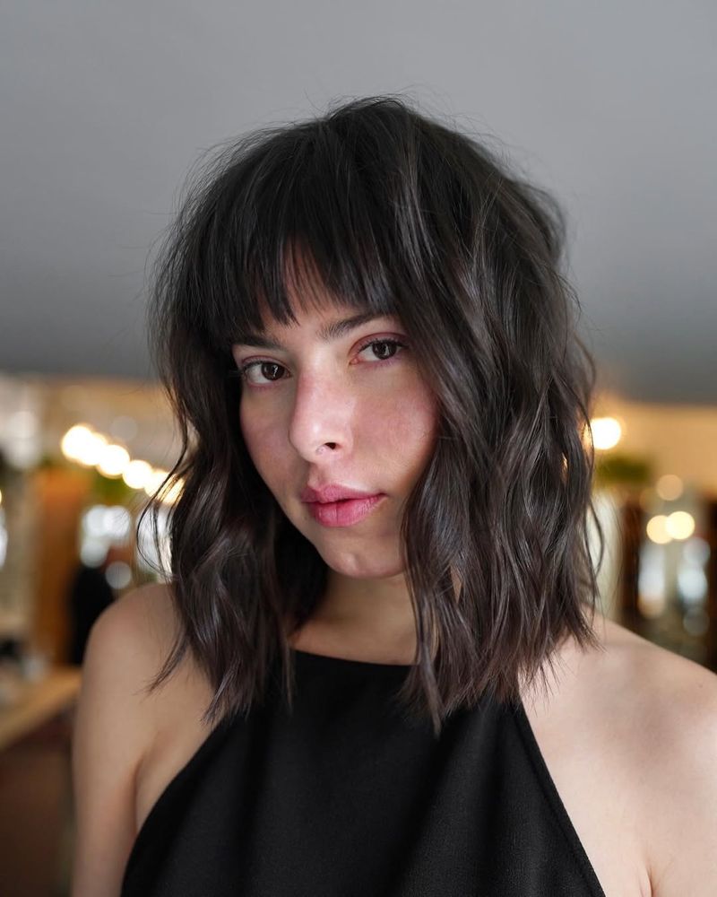 Textured Lob with Bangs