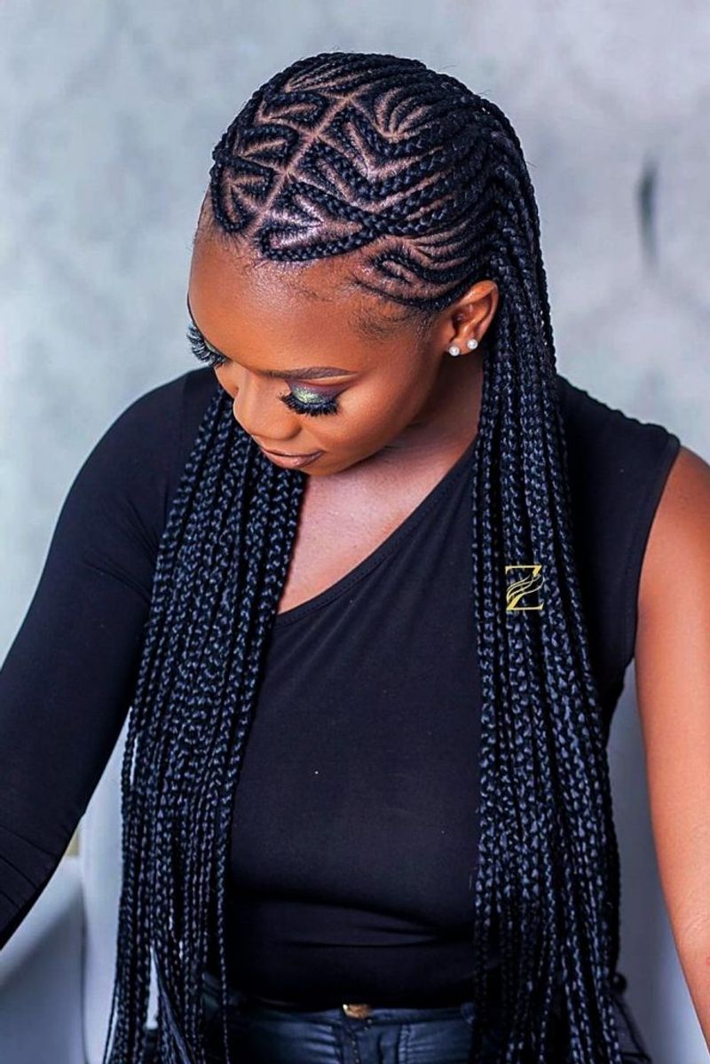 Intricate Geometric Cornrows
