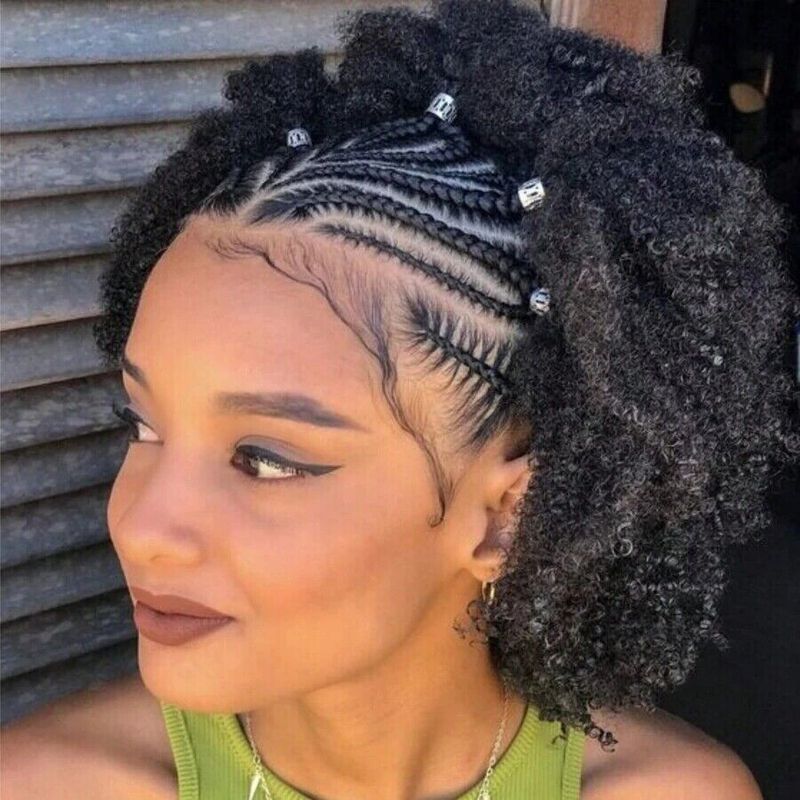 Cornrows with Afro Puff