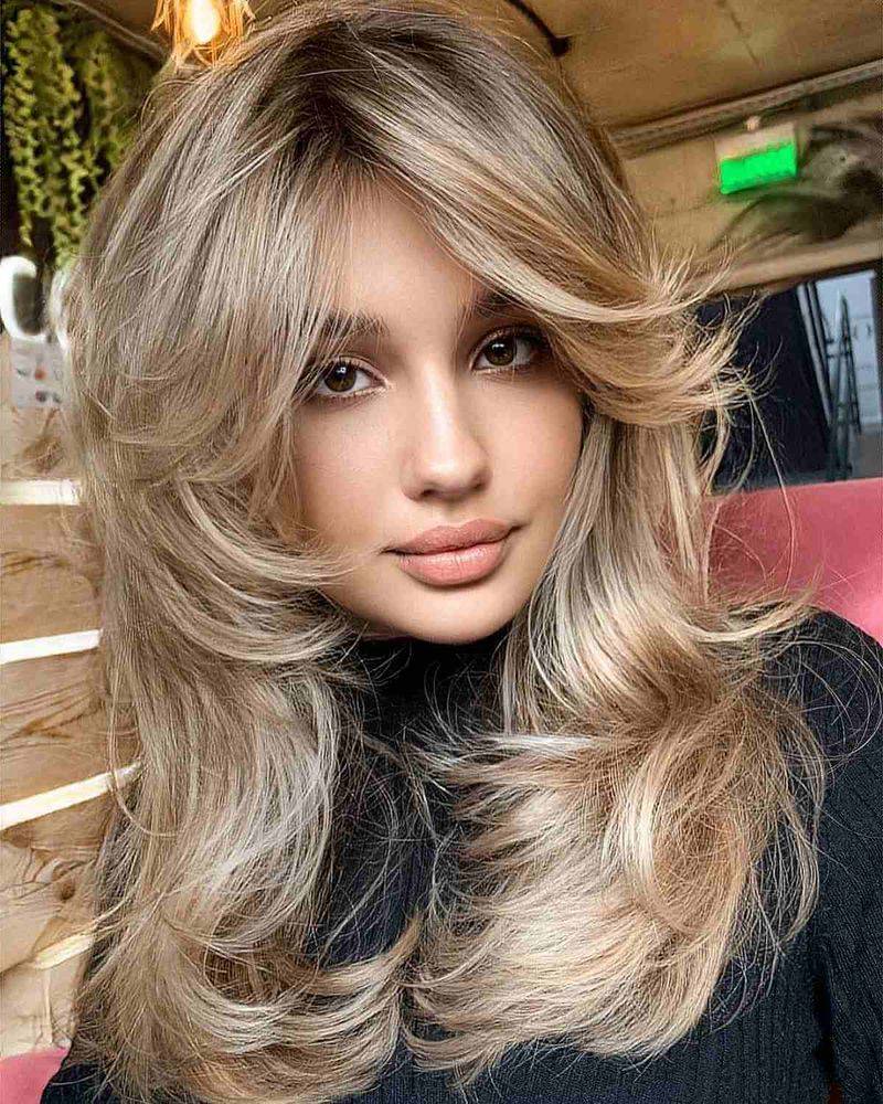 Long Layers with Side Bangs