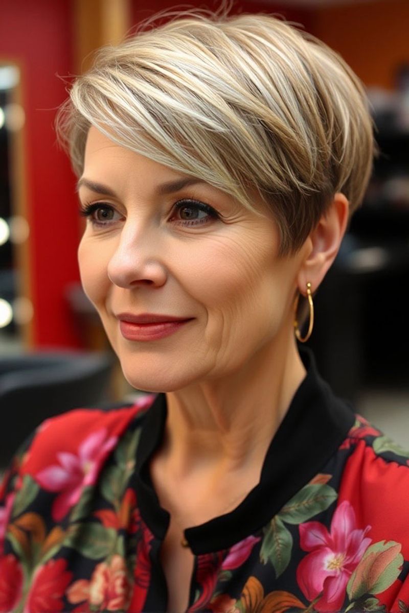 Long Pixie with Sweeping Fringe