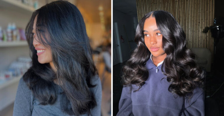 Jet Black Hair That Brings Drama To Spring’s Soft Palette