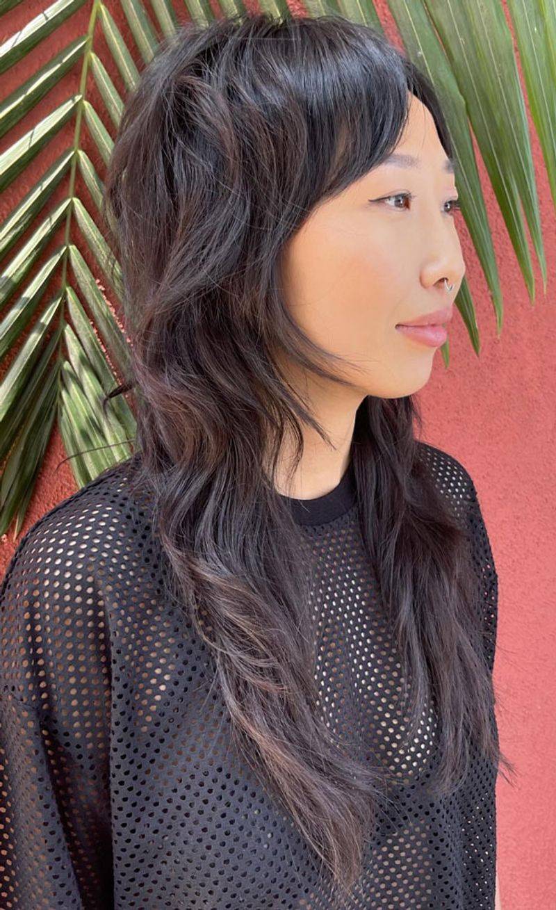 Mullet-Inspired Shag with Curtain Fringe