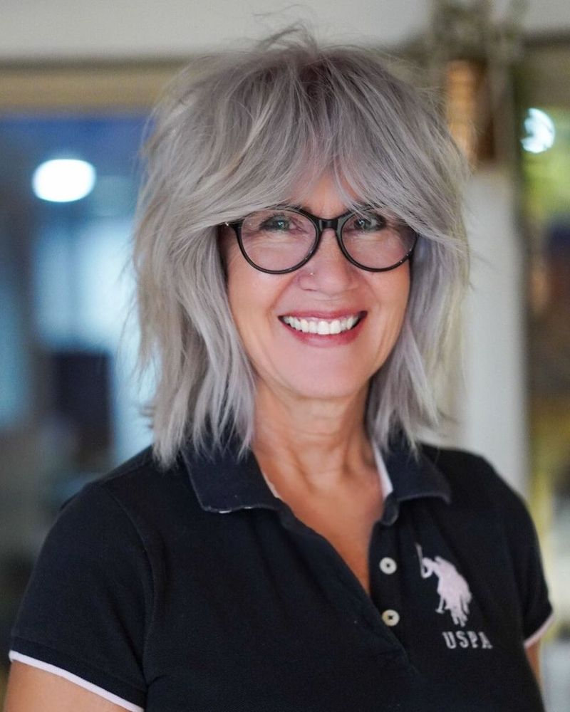 Tousled Shag with Curtain Bangs