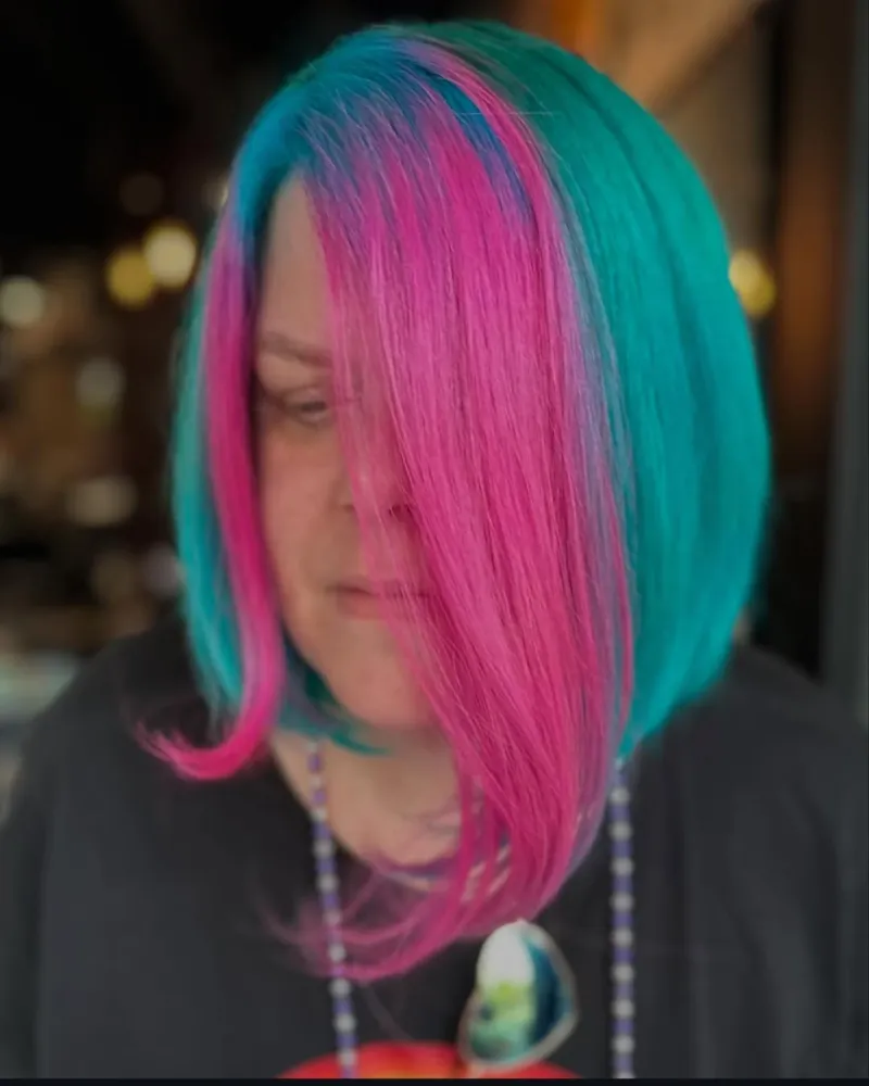 Asymmetrical Bob With Bold Colors