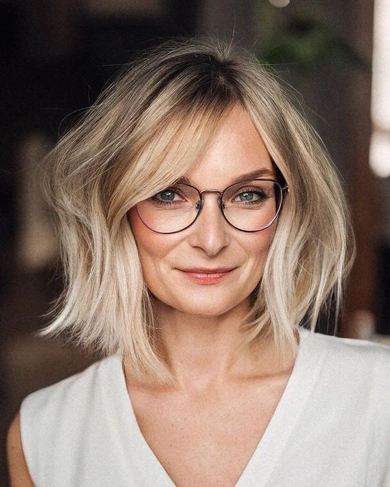 Choppy Midi Cut With Side-Swept Bangs